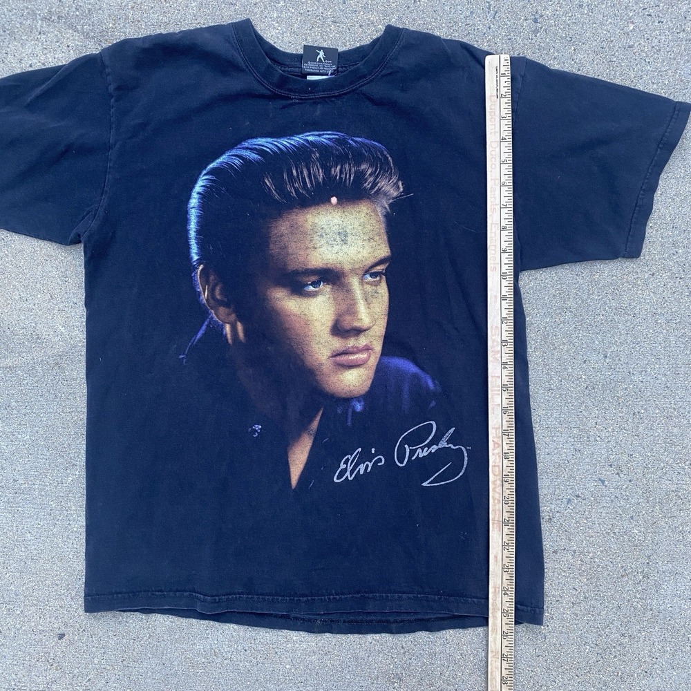 Vintage Elvis Presley Tee Shirt Rap Style Graceland M/L Distressed Black - Picture 6 of 7